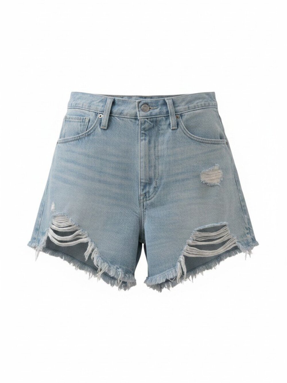 Levi's High Rise Denim Shorts Size 27 Light Wash Distressed — EUC